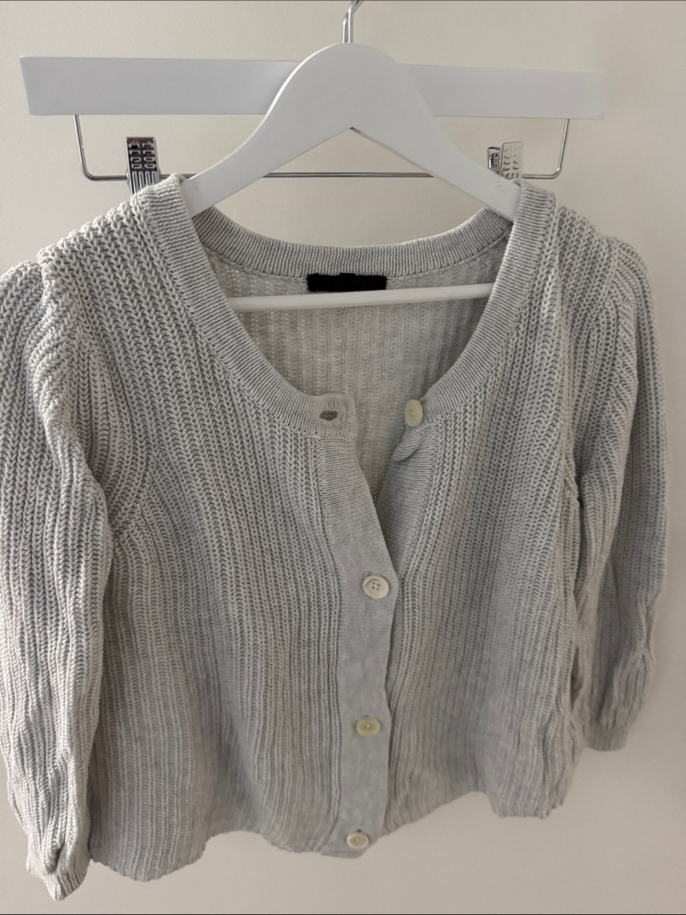 Ca Va de Soi- Light Gray Women's Button-Front Knit Sweater Cardigan